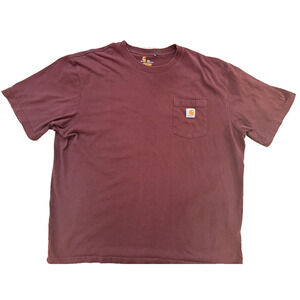 Carhartt‎ TShirt Mens 2XL Burgundy Original Fit Pocket Workwear Heavyweight Tee